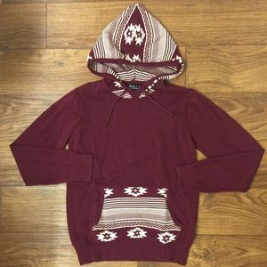 21men Maroon Aztec Hooded Sweatshirt